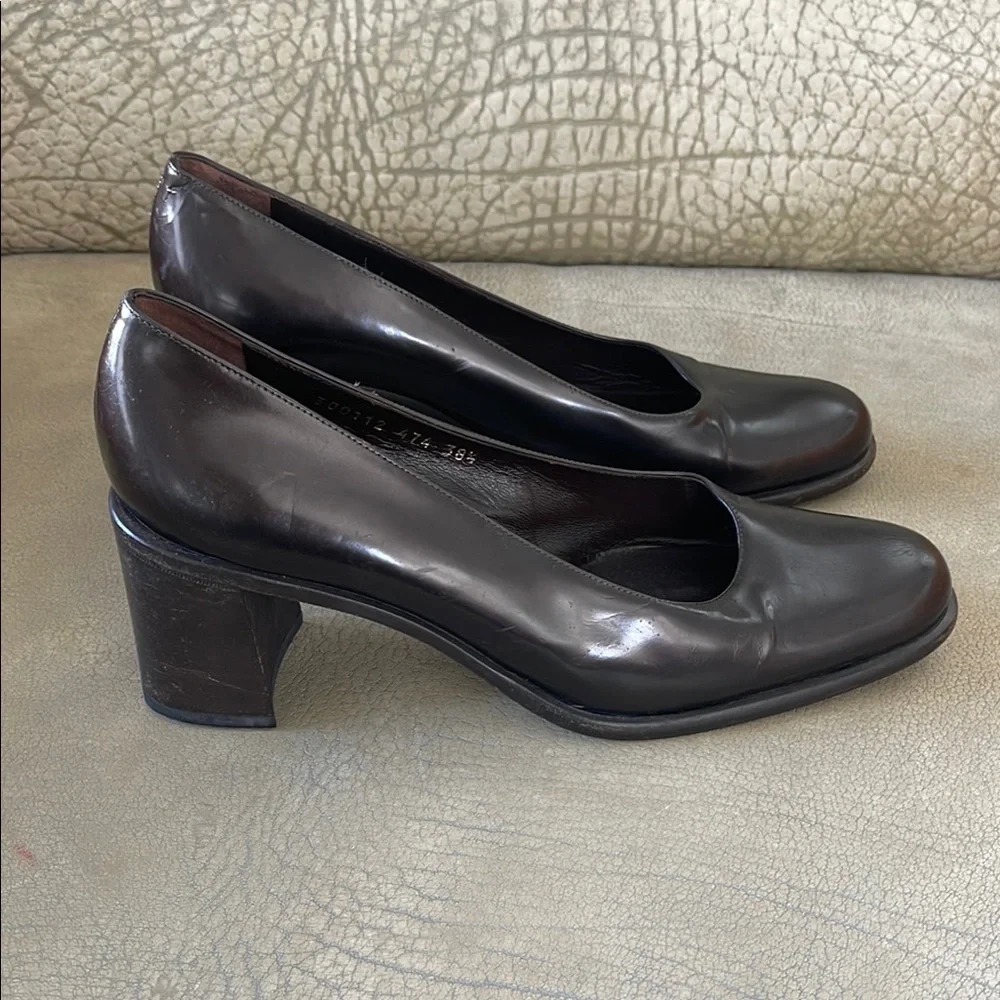 Baldinini Brown Leather Classic Heels Pumps Made in Italy Size 38.5